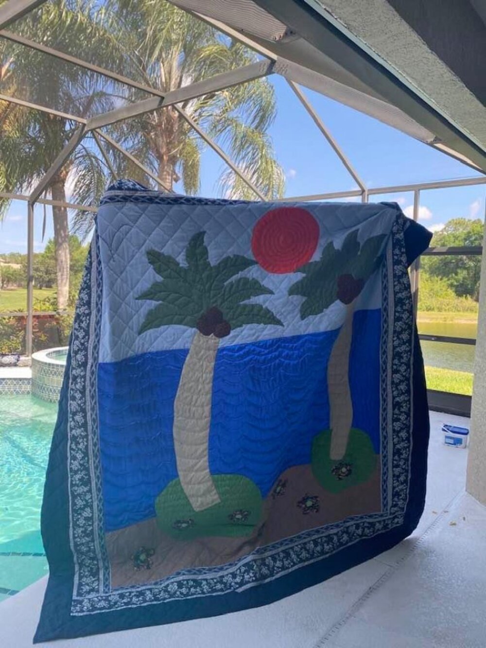 unique queen‑size quilt-all hand sewn